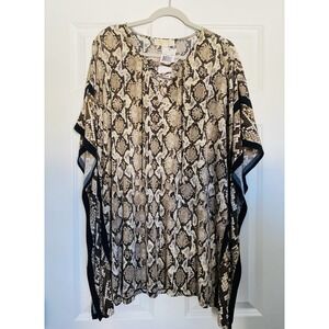 NWT Michael Kors stretch snake print silky caftan tunic Cover -up Size 2X
